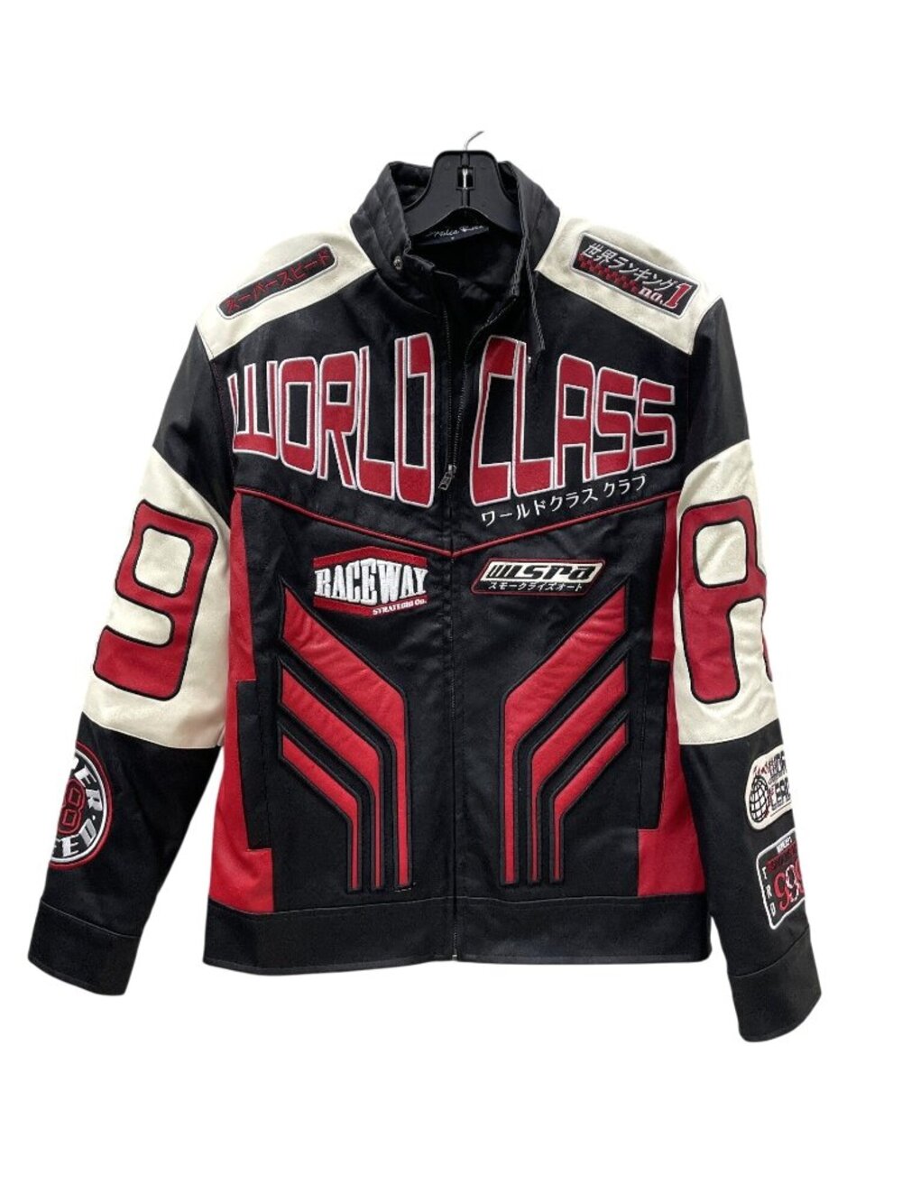 Smoke Rise Men's Moto-Style Jacket Small Black Red Polyurethane Racing Graphics